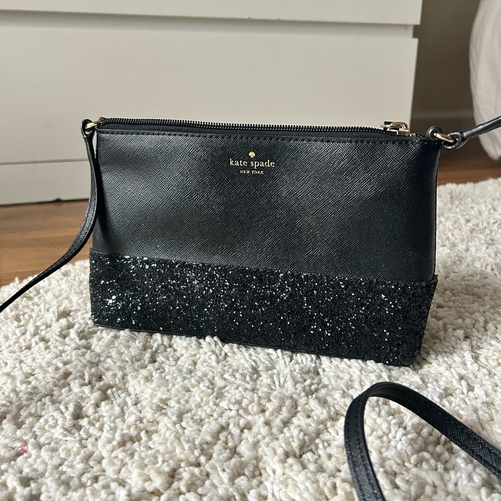 Kate Spade Black Sparkle Glitter Crossbody Bag
